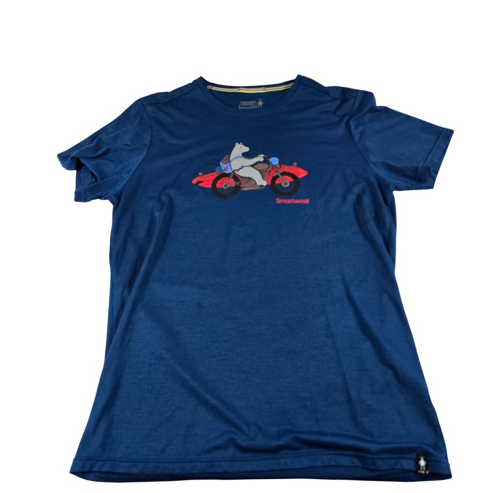 Smartwool Mens Merino Sport 150 Polar Bear Motorcycle Graphic T-Shirt Blue L